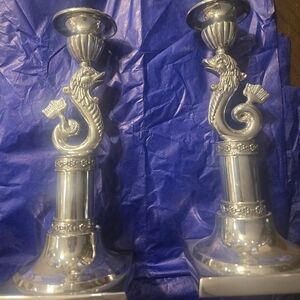 Silver Dolphin Candle Holders